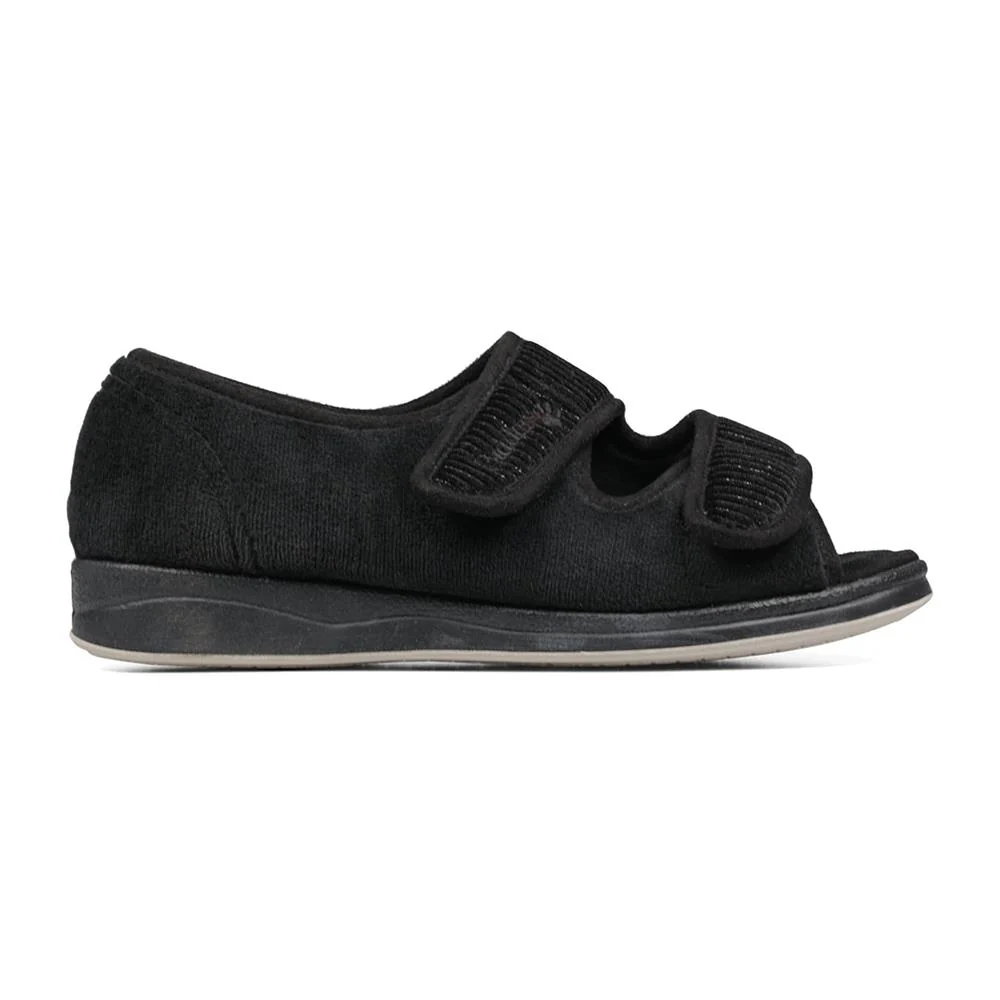 Padders + Ladies Slippers Dual Fit 4E/6E & 6E - LYDIAX - LydiaX / null - BLACK SPARKLE CORD