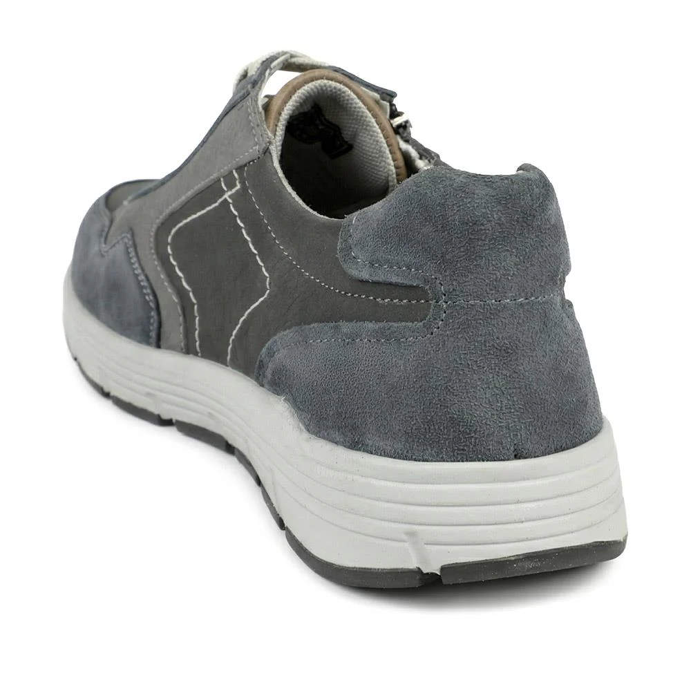 Padders Wide Fit Leather Zip & Lace Trainers - PADPARK43510 / 328 901 - Navy - Image 3