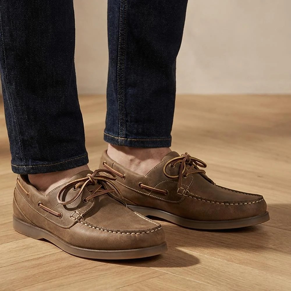 Parsons Wide Fit Leather Boat Shoes - PARSONSWIDE / 328 811 - Tobacco - Image 2