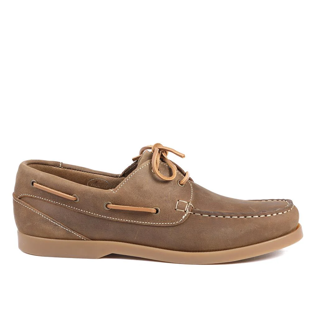 Parsons Wide Fit Leather Boat Shoes - PARSONSWIDE / 328 811 - Tobacco - Image 3