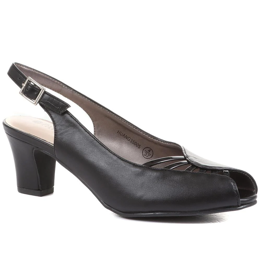 Peep-Toe Slingback High Heels - HUANG35005 / 322 263 - Image 2