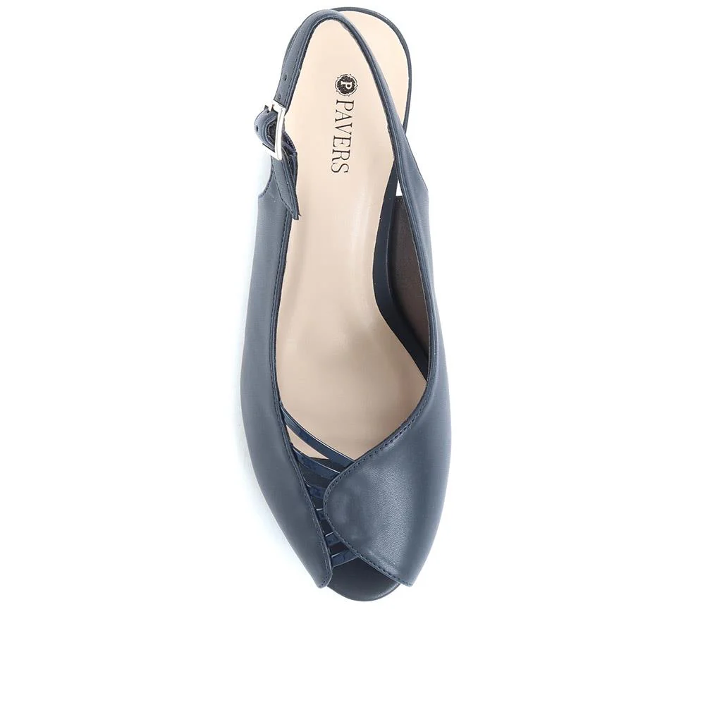 Peep-Toe Slingback High Heels - HUANG35005 / 322 263 - Navy - Image 4