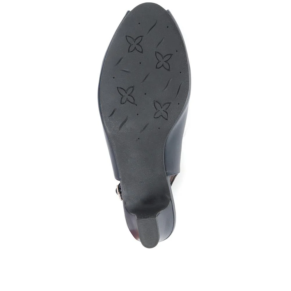 Peep-Toe Slingback High Heels - HUANG35005 / 322 263 - Navy - Image 6