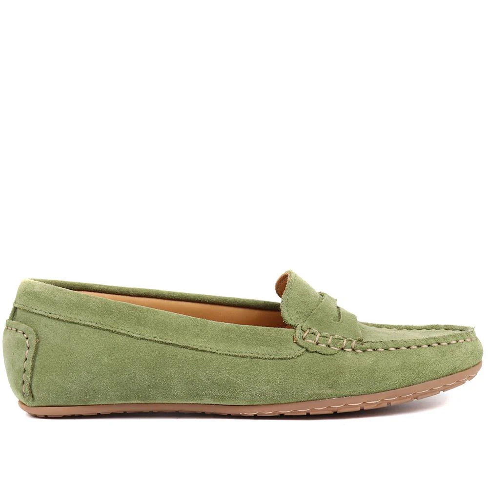 Penelopie Leather Moccasins - PENELOPIE / 322 368 - Green - Image 2