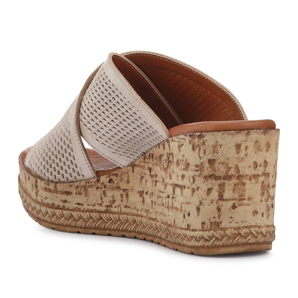 Premium Leather Wedge Heels - LUCK41007 / 327 391 - Soft Gold - Image 3