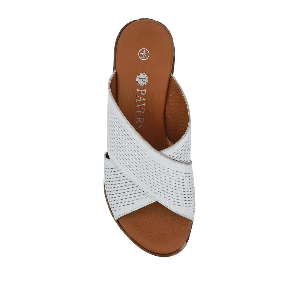 Premium Leather Wedge Heels - LUCK41007 / 327 391 - White - Image 4