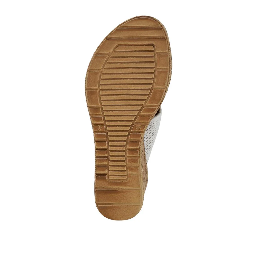 Premium Leather Wedge Heels - LUCK41007 / 327 391 - White - Image 5