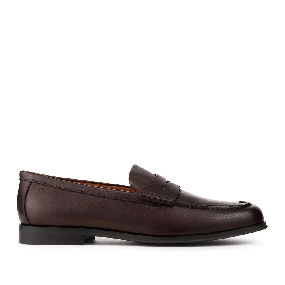 Quadir Slip On Leather Penny Loafers - QUADIR / 328 620 - Dark Brown - Image 2