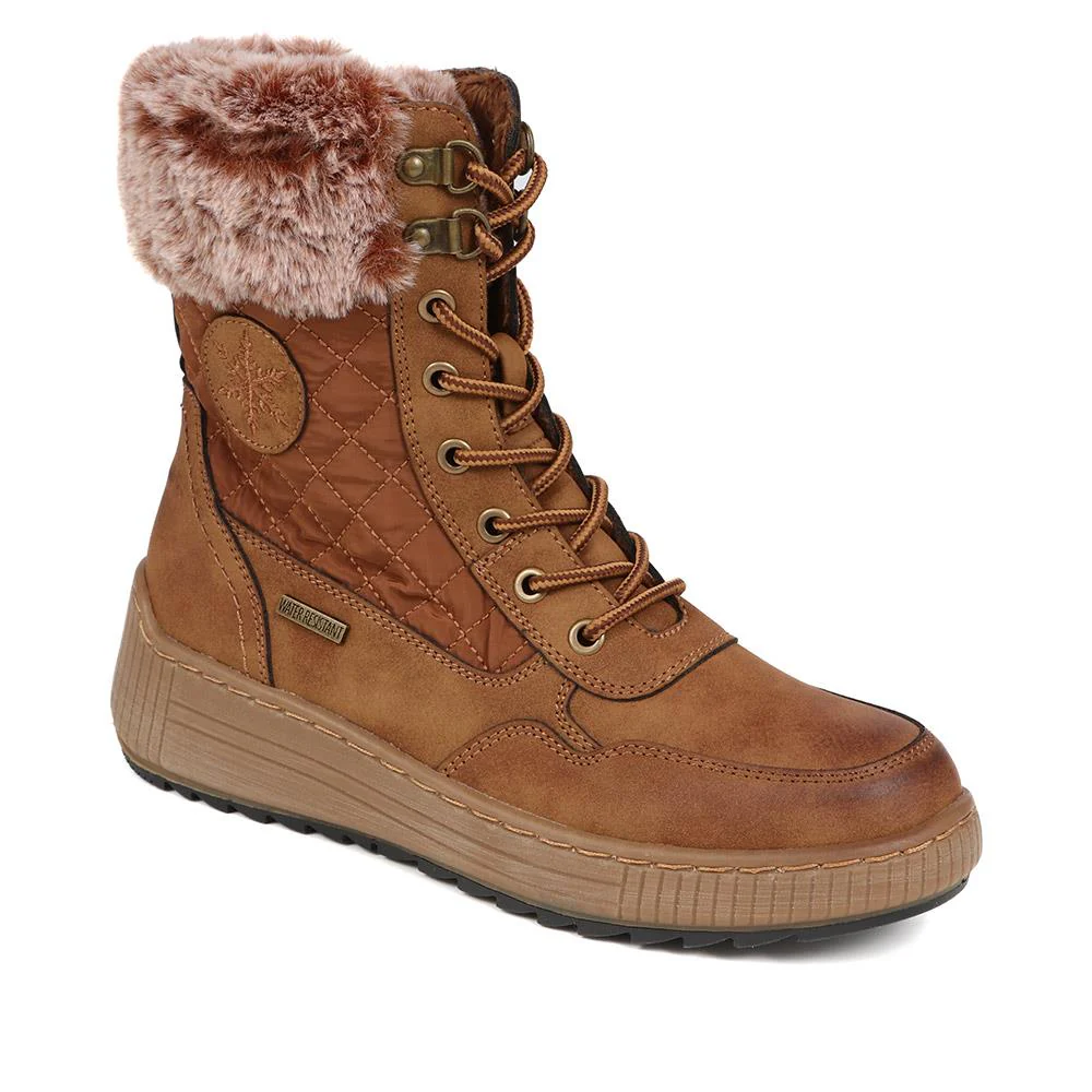 Quilted Water-Resistant Weather Boots - WOIL40064 / 326 383 - Tan
