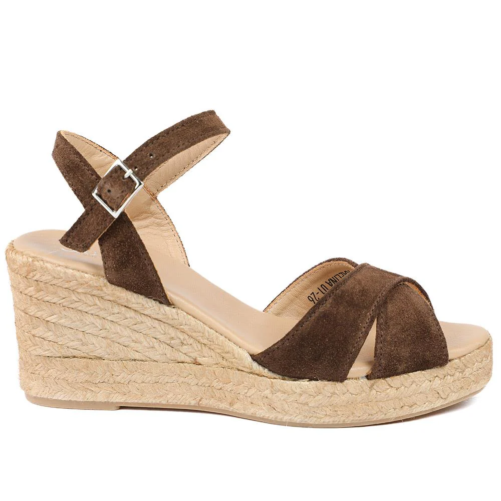 Raelina Leather Wedged Espadrilles - RAELINA / 329 411 - Chocolate Suede - Image 2