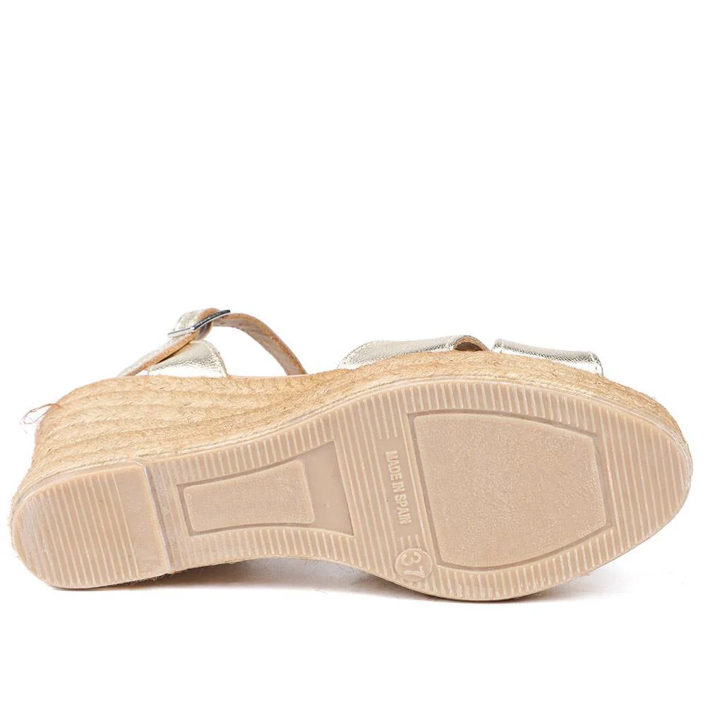 Raelina Leather Wedged Espadrilles - RAELINA / 329 411 - Gold Leather - Image 5
