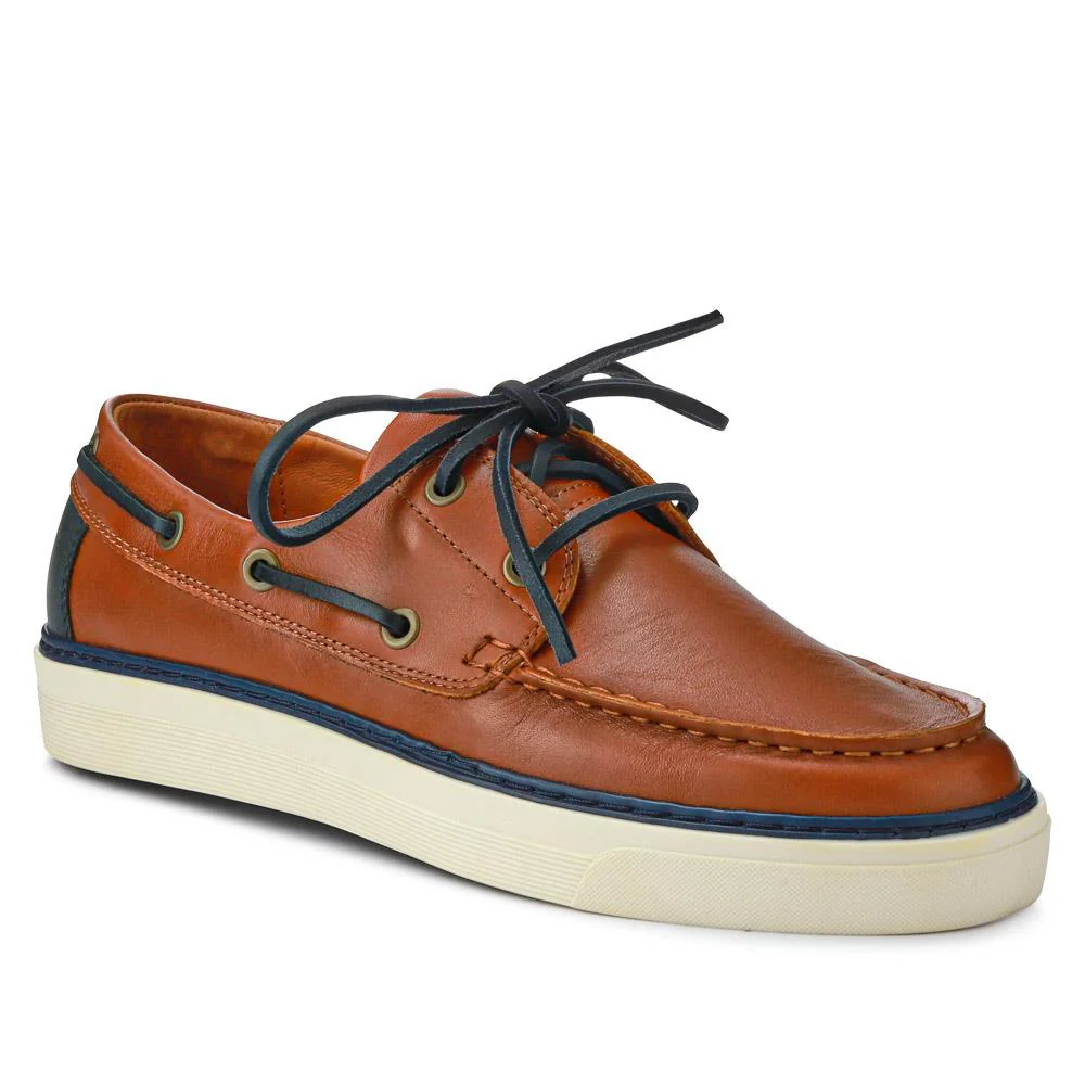 Rhodes Leather Boat Shoes - RHODES / 327 429 - Tan