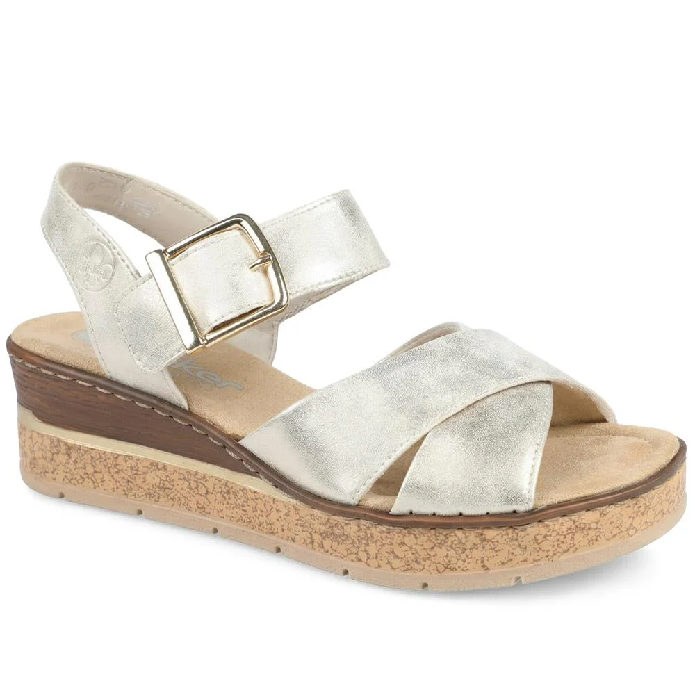 Rieker Buckle Fasten Strappy Sandals - RKR43576 / 329 207 - Metallic