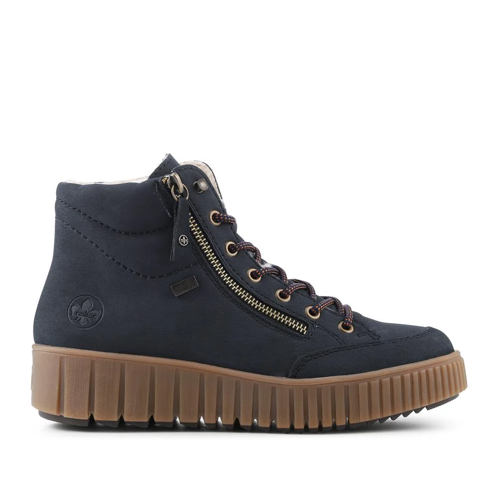 Rieker Chunky Zip Up Hi Tops - RKR42554 / 328 207 - Navy - Image 2