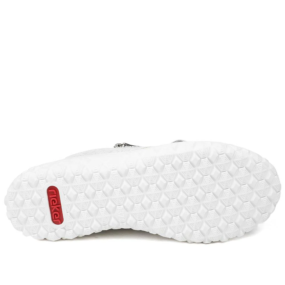 Rieker Extra Wide Lace & Zip Fasten Trainers - RKR43544 / 328 777 - Silver - Image 6