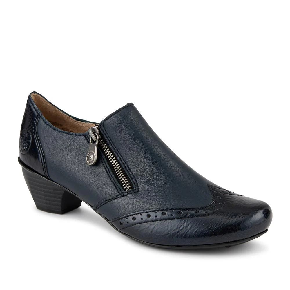 Rieker Leather Heeled Slip-On Shoes - RKR42522 / 327 688 - Image 2