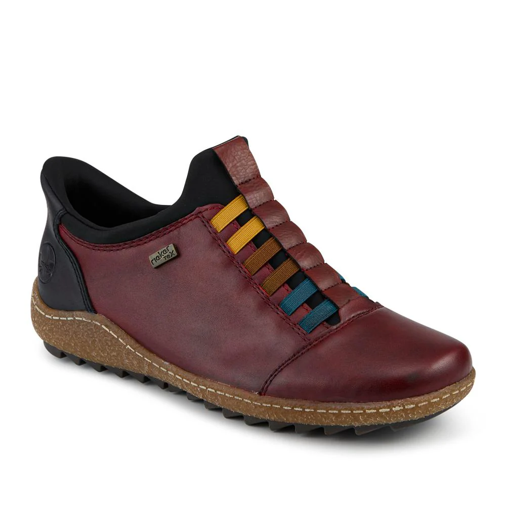 Rieker Leather Slip On Trainers - RKR42532 / 327 699 - Burgundy