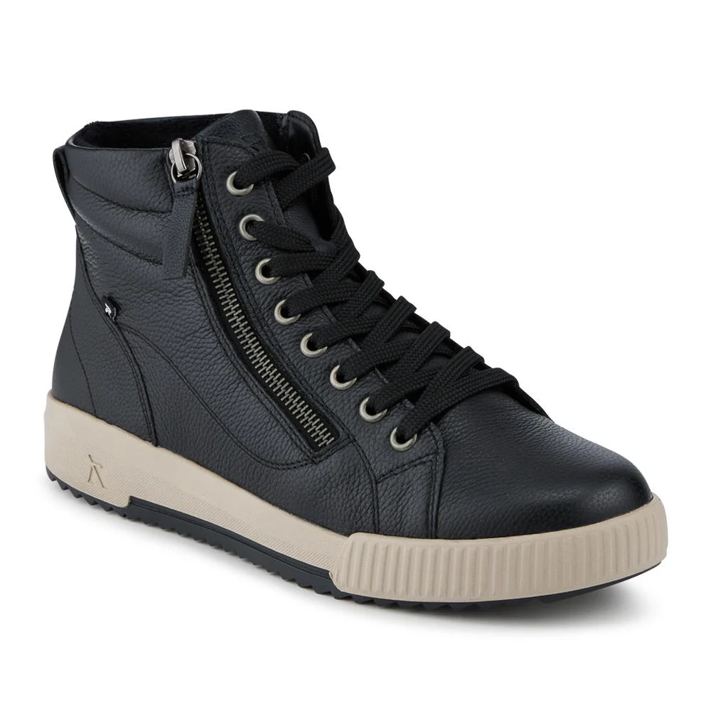 Rieker Leather Zipped Hi Top Trainers - RKR42546 / 328 186 - Black