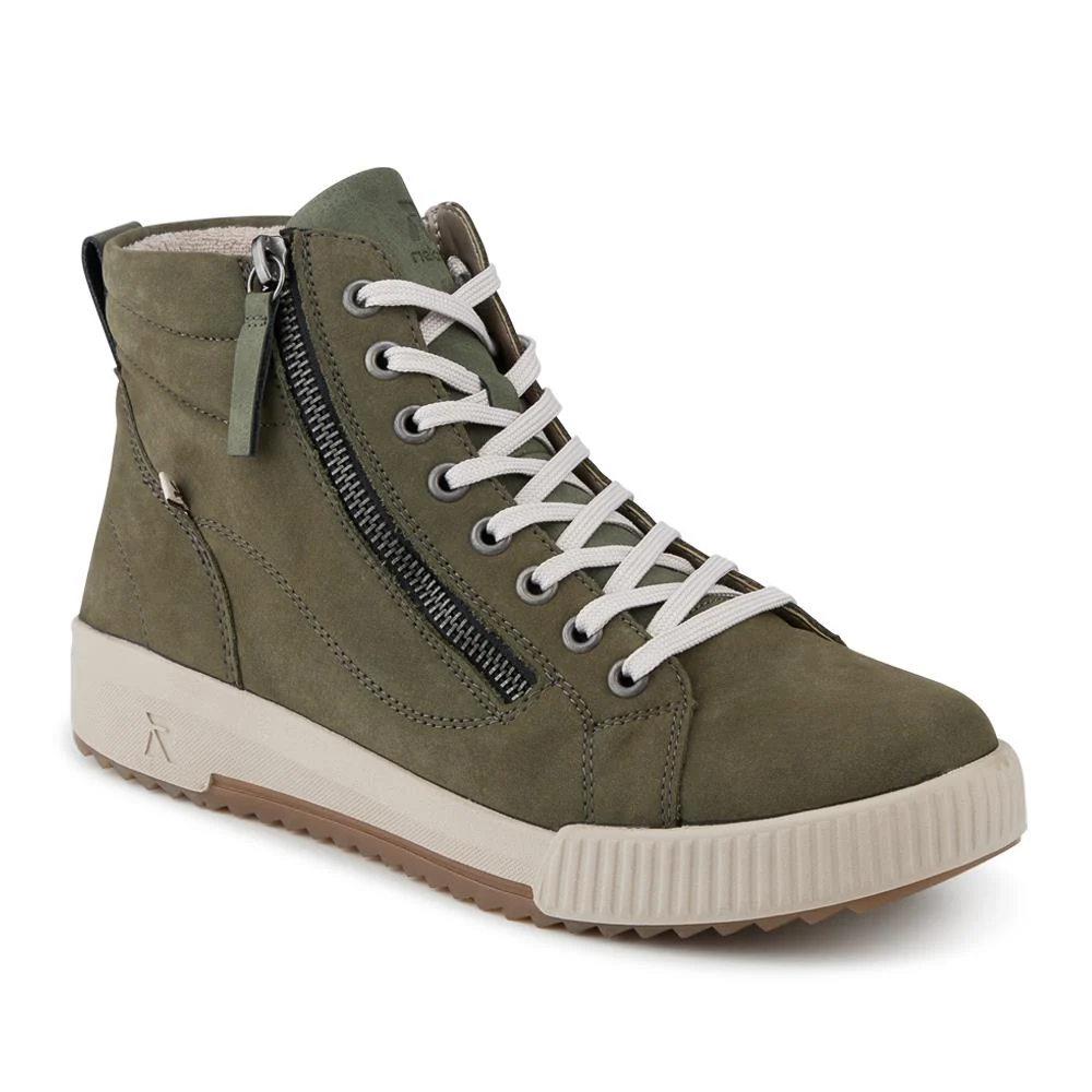 Rieker Leather Zipped Hi Top Trainers - RKR42546 / 328 186 - Green