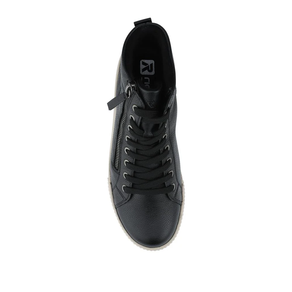 Rieker Leather Zipped Hi Top Trainers - RKR42546 / 328 186 - Black - Image 4