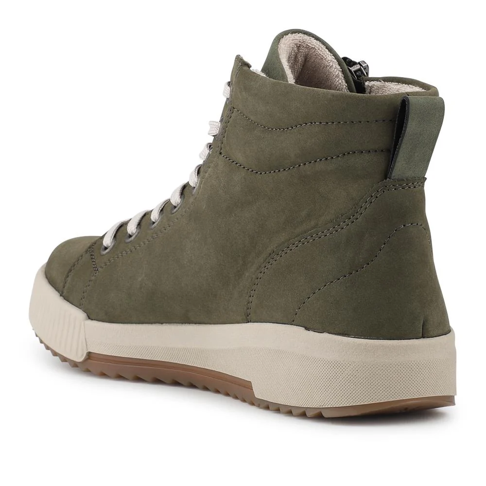 Rieker Leather Zipped Hi Top Trainers - RKR42546 / 328 186 - Green - Image 3