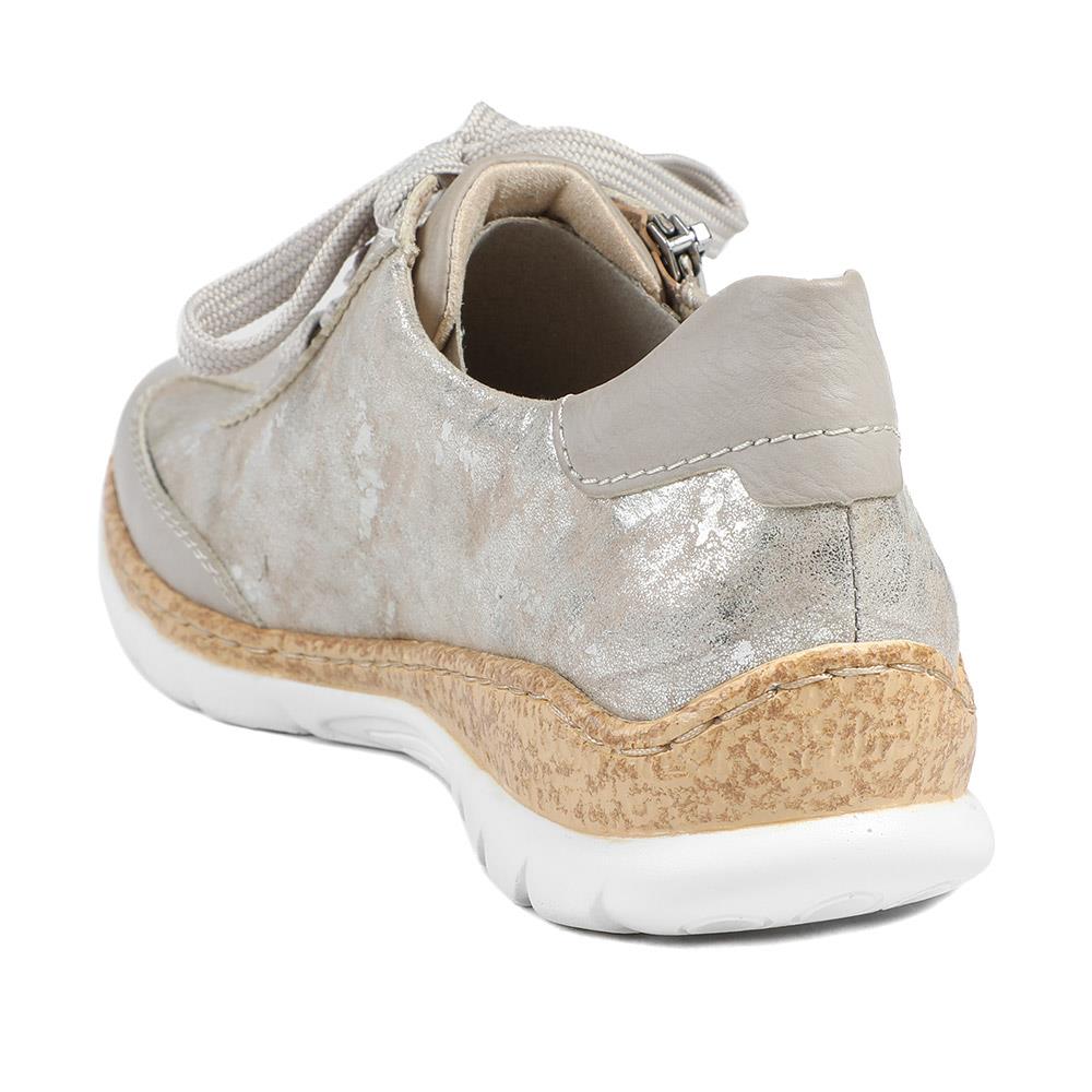 Rieker Memory Foam Zip & Lace Shoes - RKR43589 / 329 539 - Beige - Image 4
