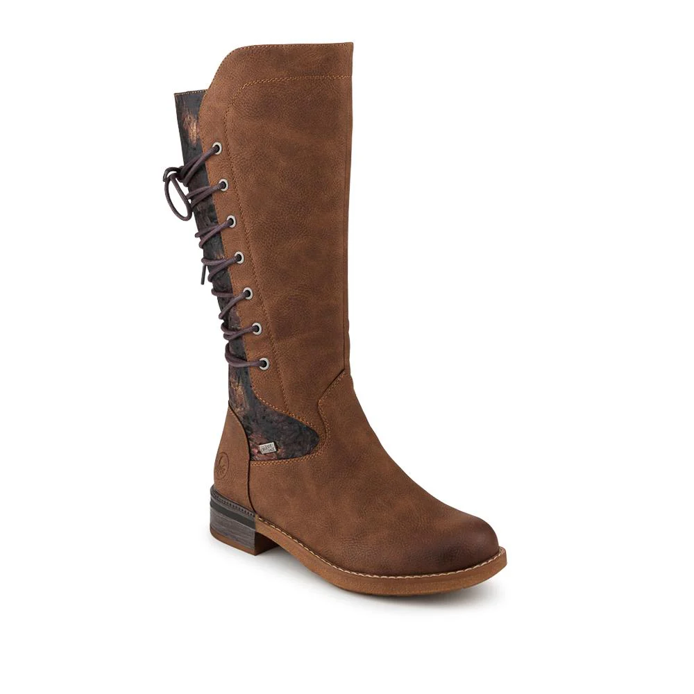 Rieker Water Resistant Zip Up Long Boots - RKR42555 / 328 200 - Brown