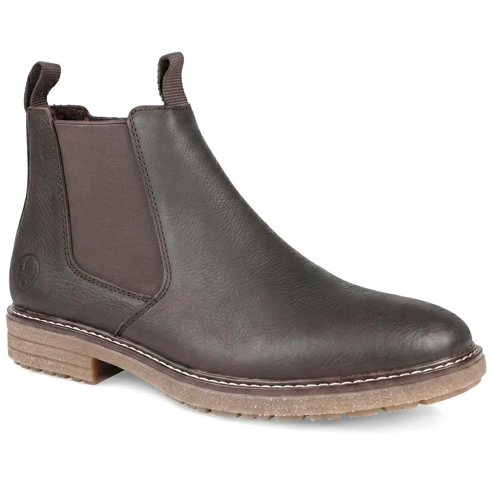 Rieker Wide Fit Leather Chelsea Boots - RKR43055 / 330 233 - Dark Brown