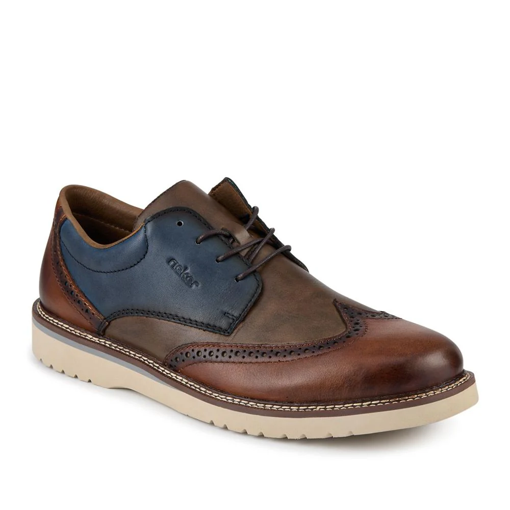 Rieker Wide Fit Leather Lace-Up Shoes - RKR42501 / 327 702