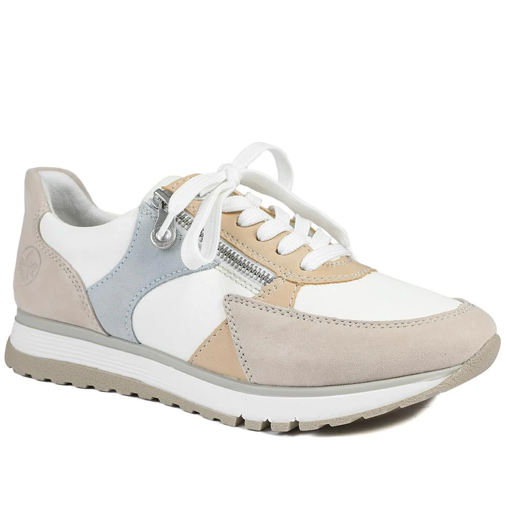 Rieker Wide Fit Leather Zip & Lace Trainers - RKR43543 / 328 766
