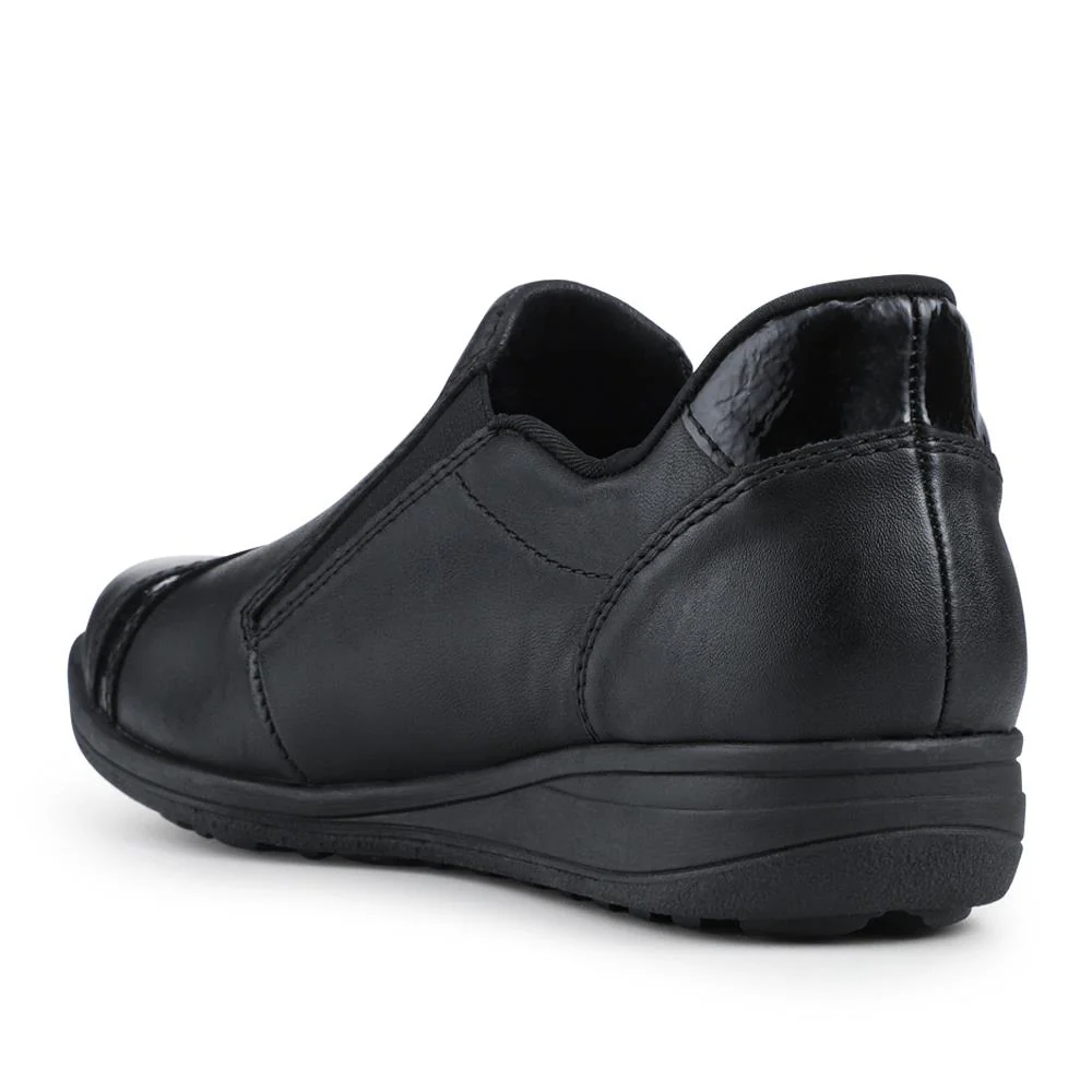 Rieker Wide Fit Leather Zipped Slip-Ons  - RKR42524 / 327 690 - Black - Image 3