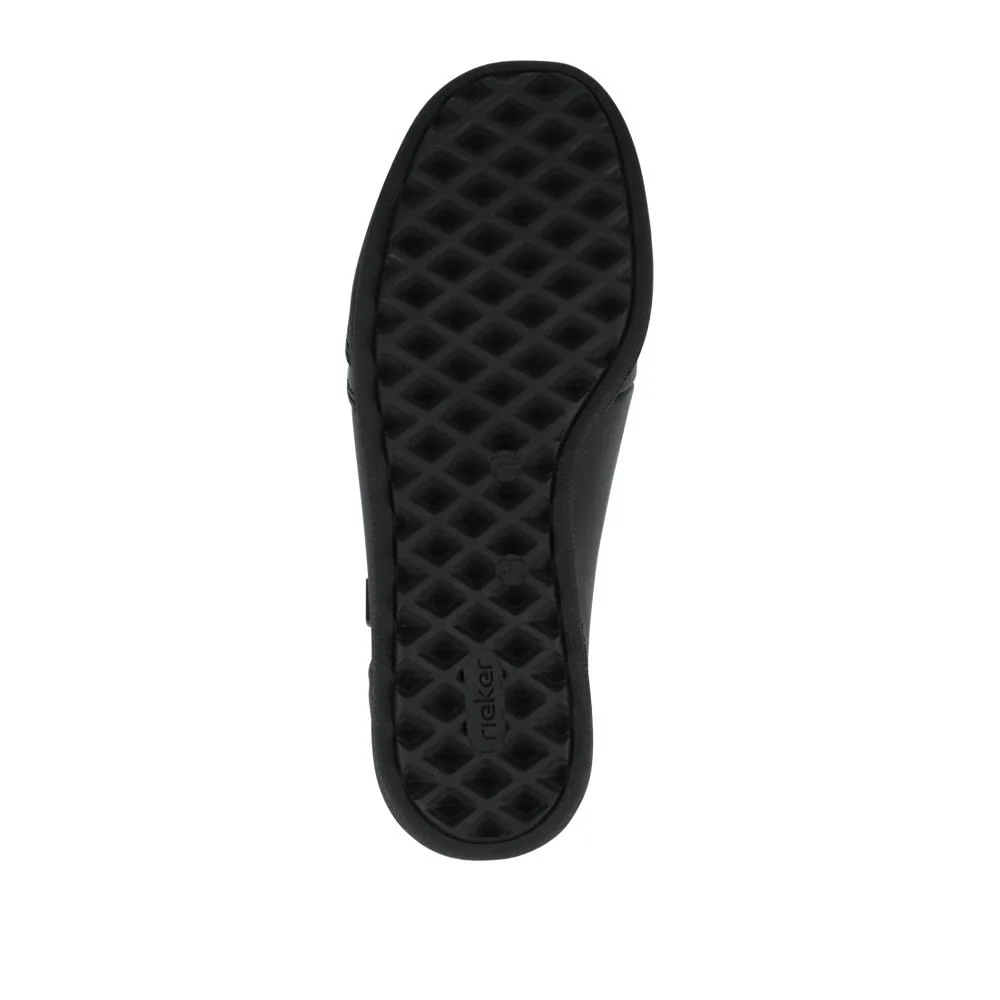 Rieker Wide Fit Leather Zipped Slip-Ons  - RKR42524 / 327 690 - Black - Image 5