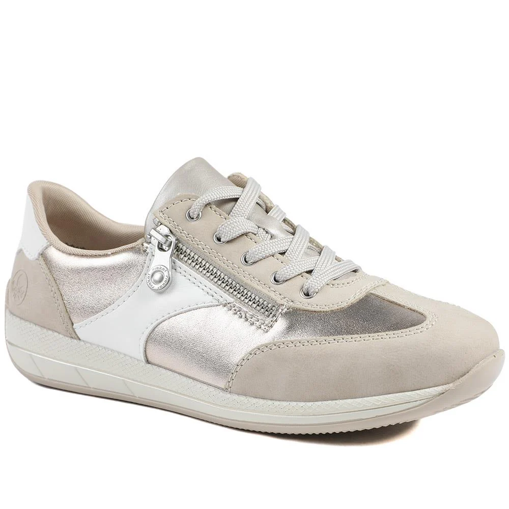 Rieker Wide Fit Multi Tone Trainers - RKR43545 / 328 778 - Beige-White