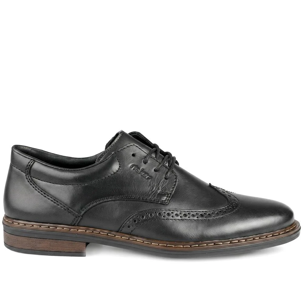 Rieker Wide Fit Smart Brogue Lace Up Shoes - RKR43037 / 330 222 - Black - Image 2