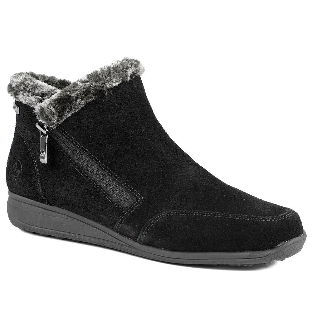 Rieker Soft Lined Zipped Ankle Boots - RKR42019 / 329 475 - Black