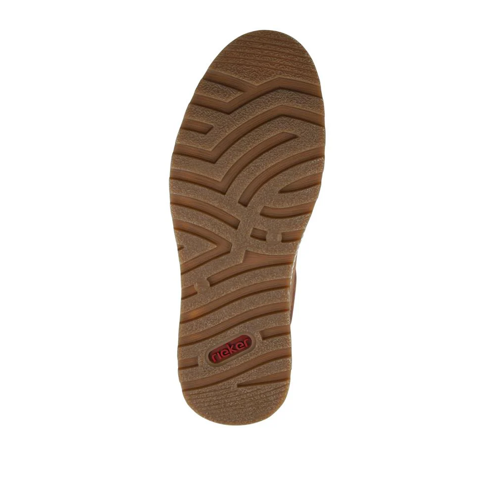 Rieker Wide Fit Zip & Lace Leather Trainers - RKR42505 / 327 700 - Tan - Image 5