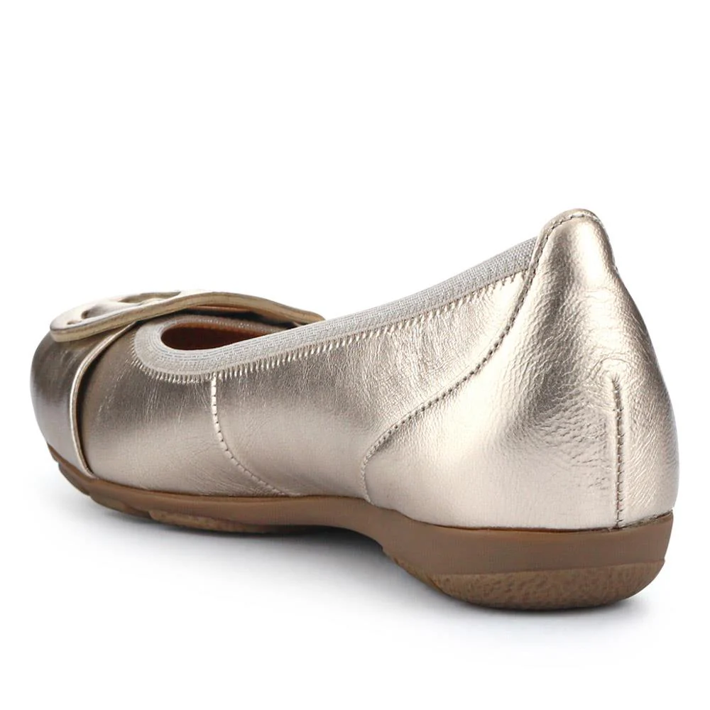 Rosta All-Leather Slip-On Ballet Pumps - GAB41501 / 326 979 - Metallic Beige - Image 3