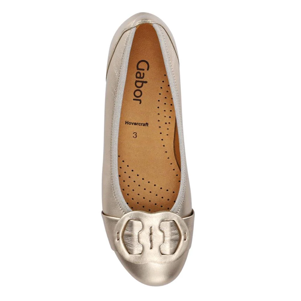 Rosta All-Leather Slip-On Ballet Pumps - GAB41501 / 326 979 - Metallic Beige - Image 4