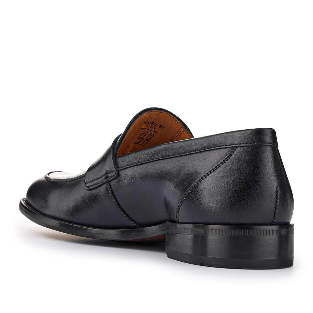 Russell Leather Penny Loafers - RUSSELL / 320 483 - Navy Leather - Image 3