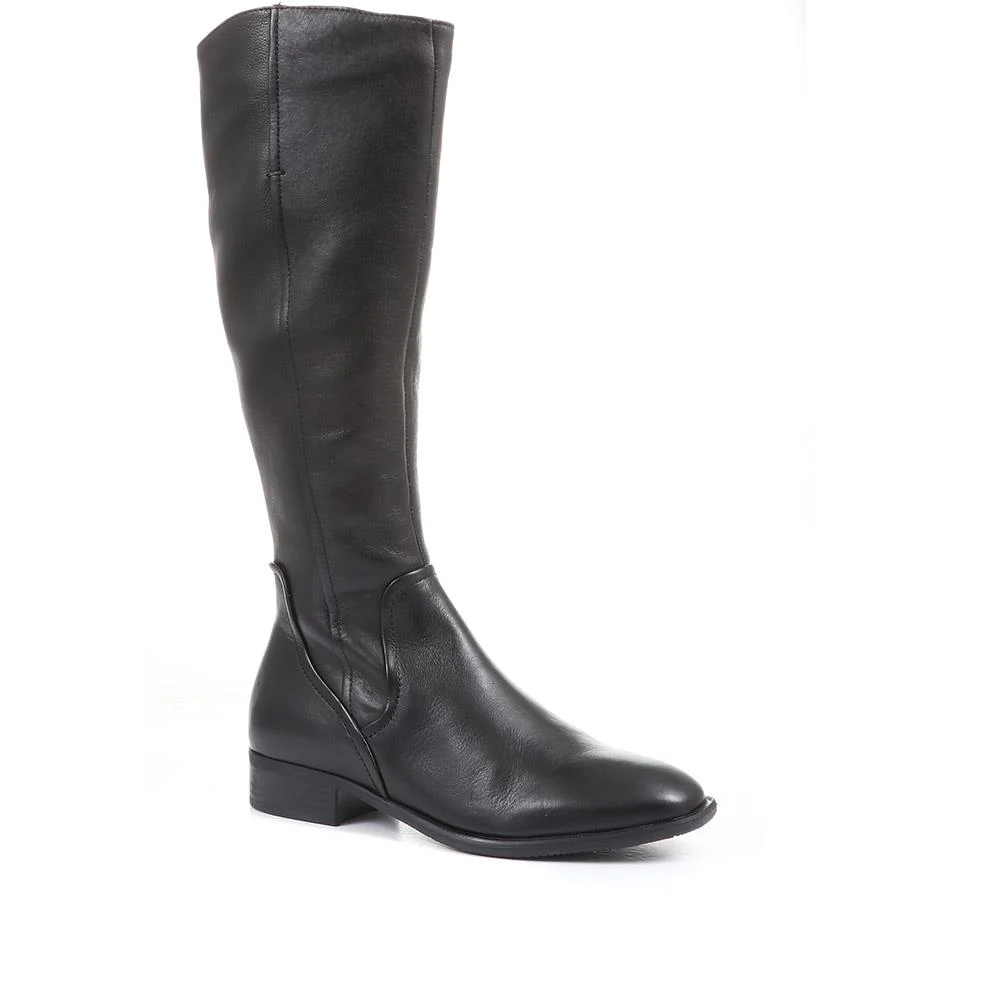 Sabina-01 Leather Knee High Boots - SINO36021 / 322 845 - Black