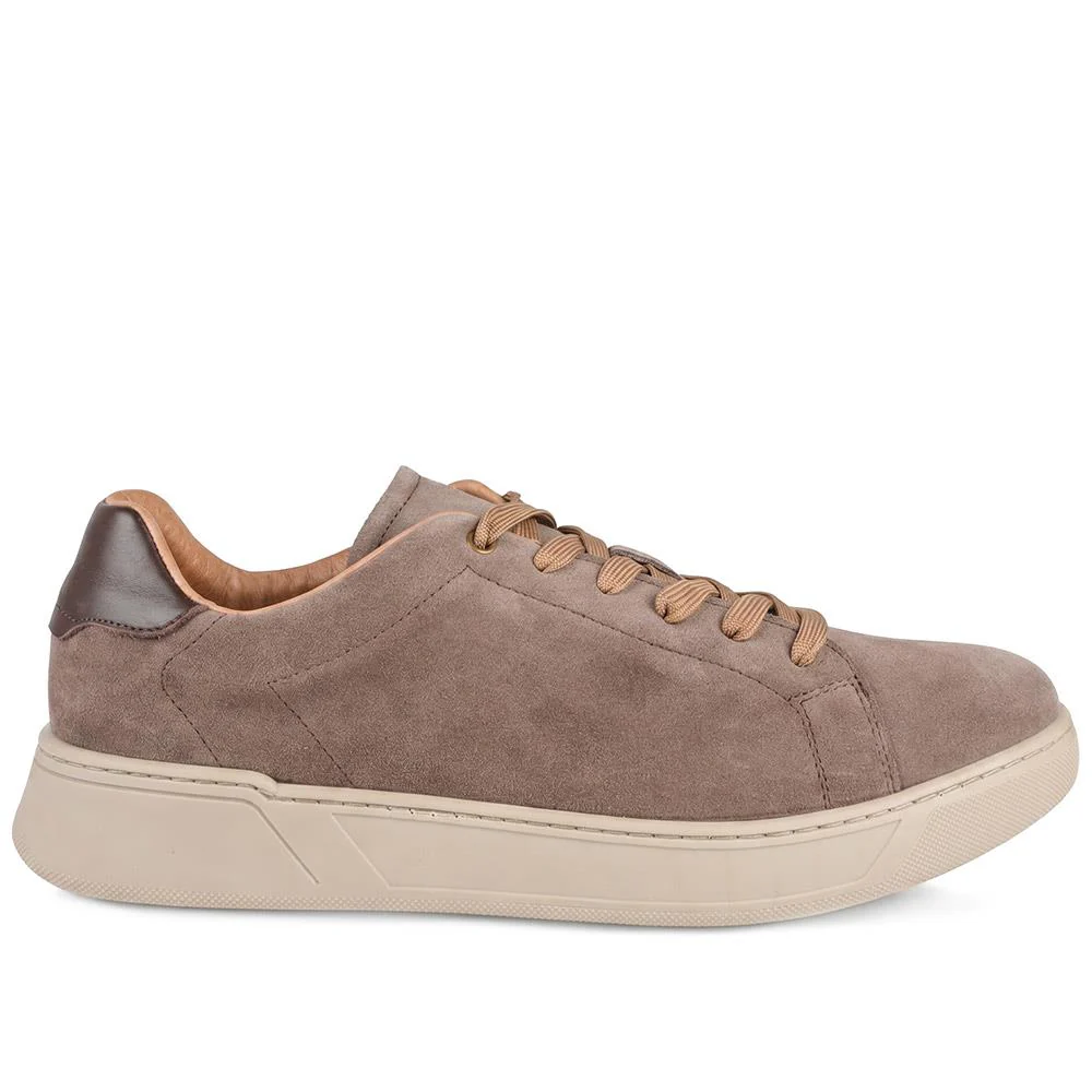 Salvino Leather Lace Up Trainers - SALVINO / 330 215 - Taupe Suede - Image 3