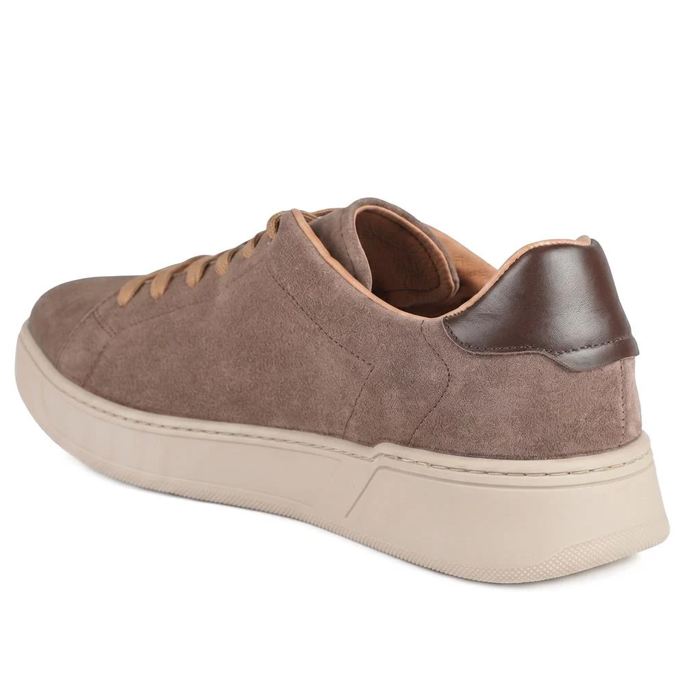 Salvino Leather Lace Up Trainers - SALVINO / 330 215 - Taupe Suede - Image 4