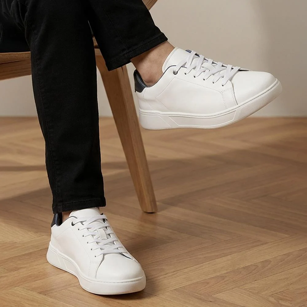 Salvino Leather Lace Up Trainers - SALVINO / 330 215 - White Leather - Image 2