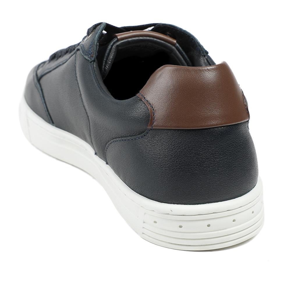 Salvo Premium Leather Lace Up Trainers - SALVO / 329 341 - Navy Leather - Image 3