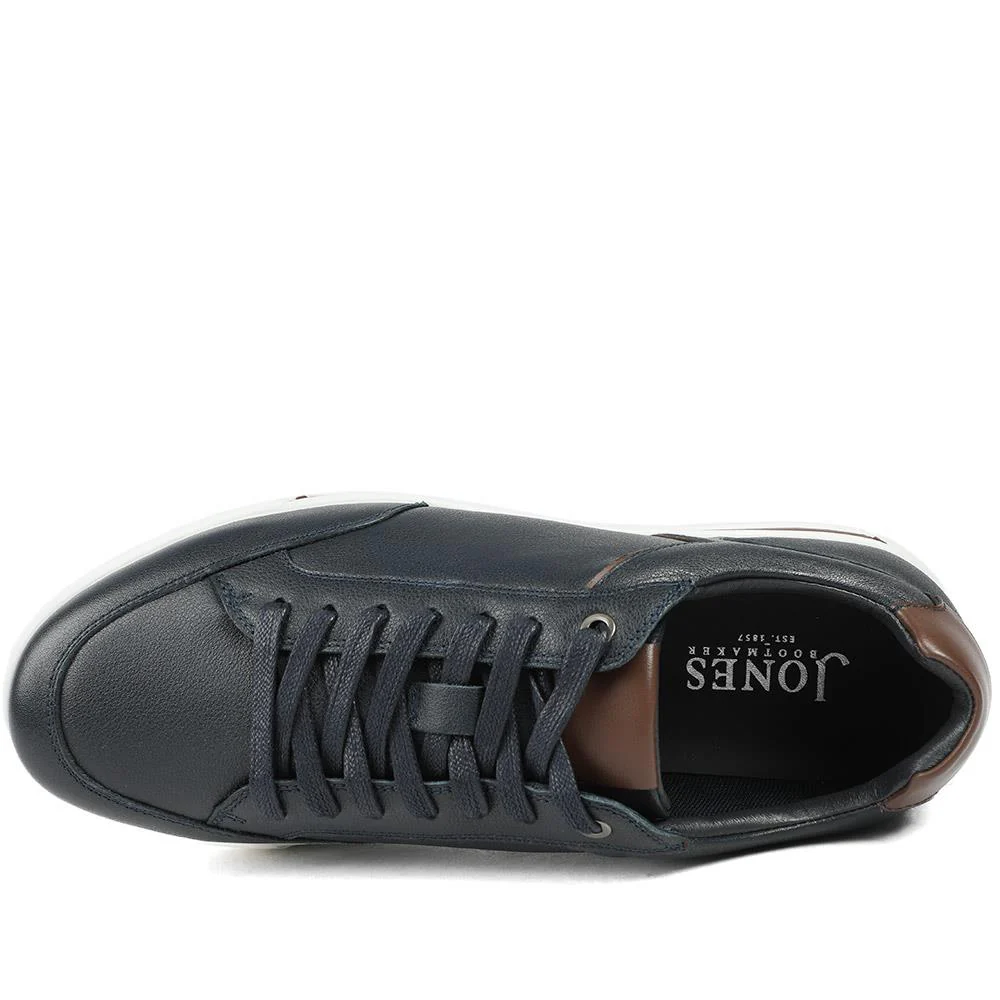 Salvo Premium Leather Lace Up Trainers - SALVO / 329 341 - Navy Leather - Image 4