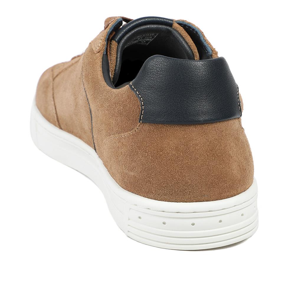 Salvo Premium Leather Lace Up Trainers - SALVO / 329 341 - Tan Leather - Image 3