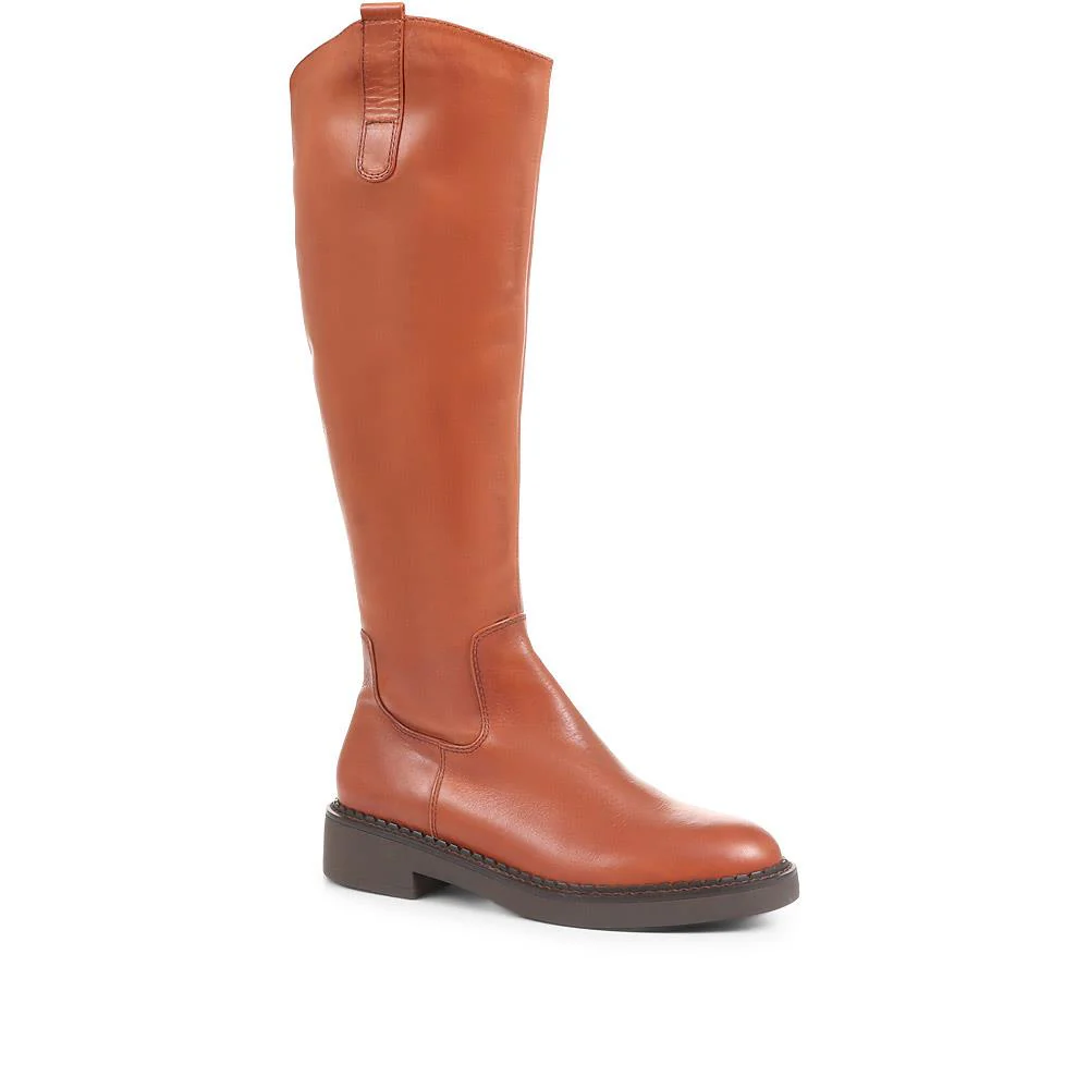 Sebastiana Leather Knee High Boots - SEBASTIANA / 322 840 - Tan