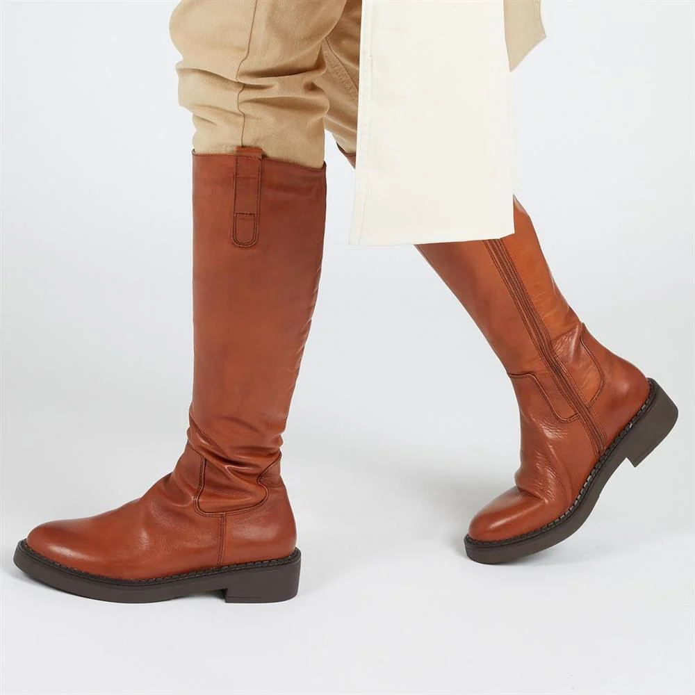 Sebastiana Leather Knee High Boots - SEBASTIANA / 322 840 - Tan - Image 2