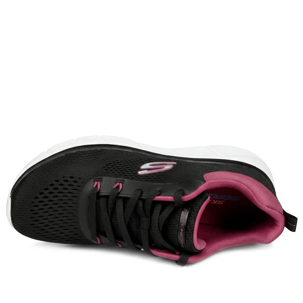 Skechers Cushioned Lace Up Trainers - SKE43017 / 328 683 - Black-Pink - Image 4