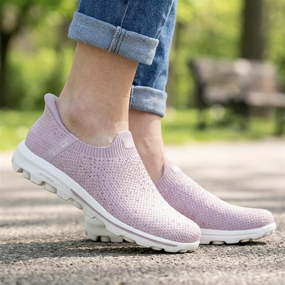 Skechers Go Walk Travel - Amara Slip On Trainers - SKE43024 / 329 138 - Mauve - Image 2